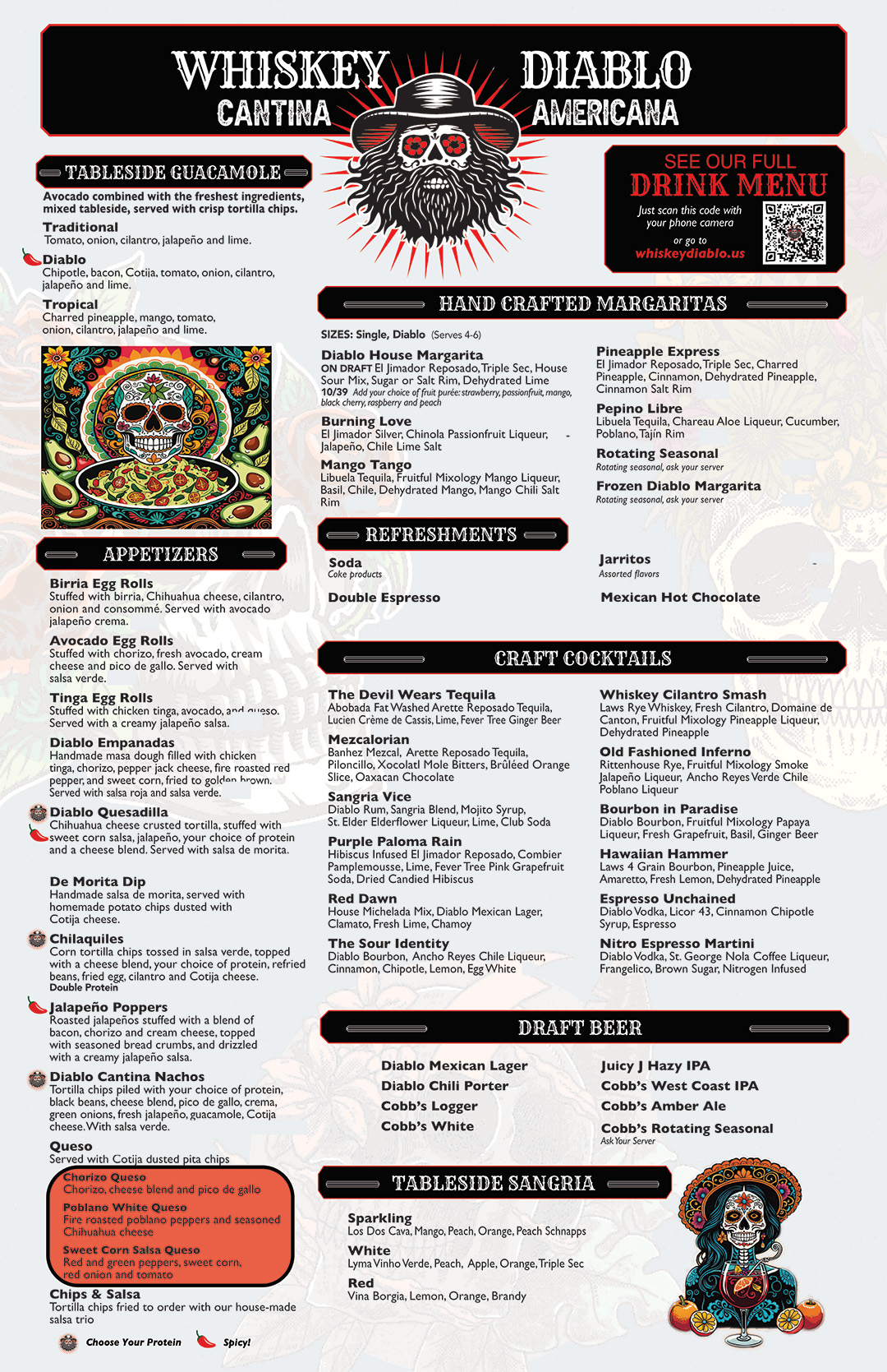 Whiskey Diablo Menu (Front)